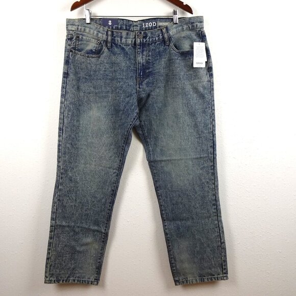 Izod Slim Straight Jeans Men's Size 40x32 Blue Denim Cotton - Picture 1 of 10